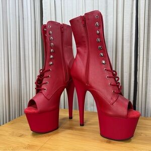 Pleaser Red Platform Stiletto Boots
